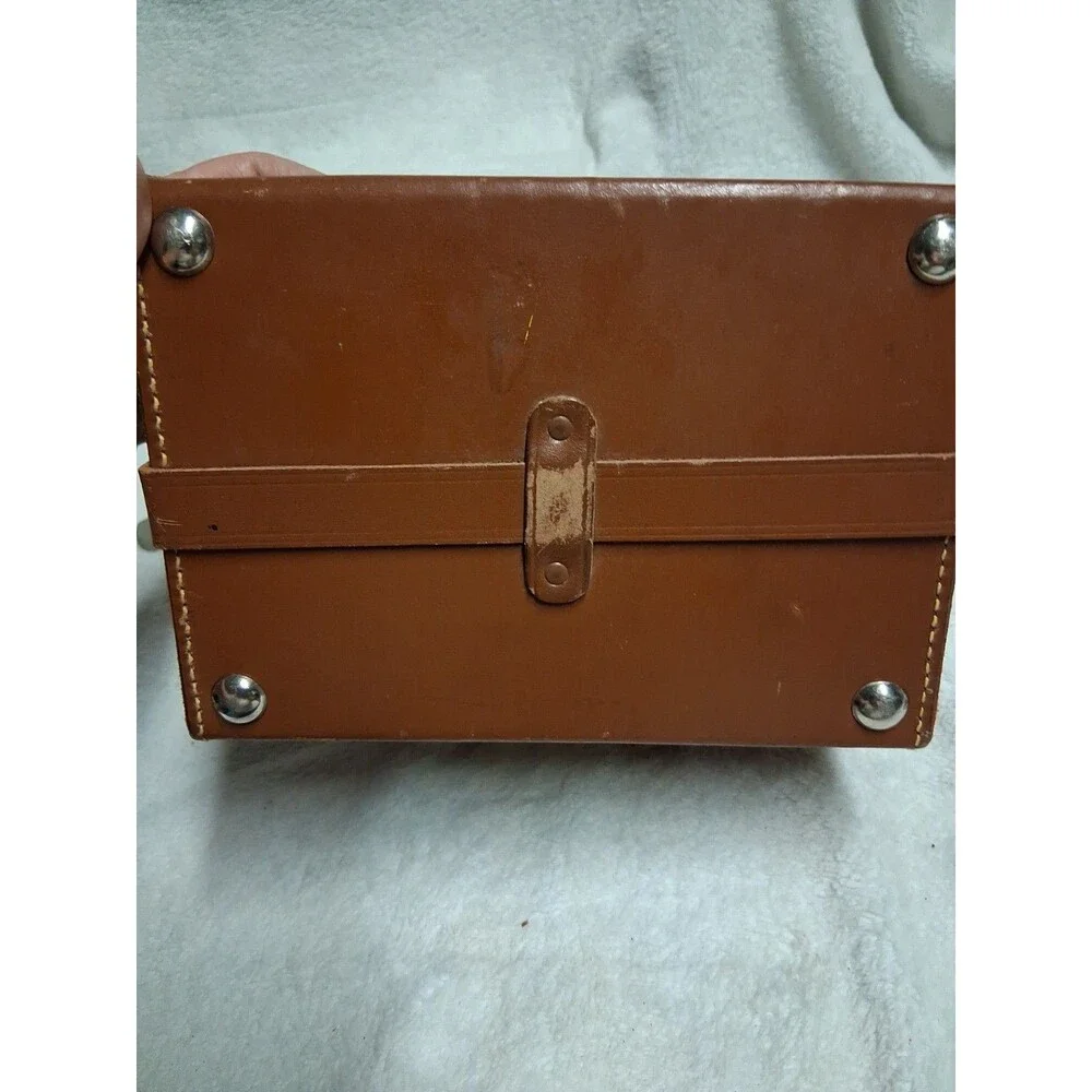 Vintage Leather Camera Travel Bag w Locking Key 1940's Quality Made And Misc.